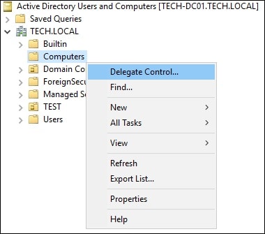 Windows - Delegate control to computers Windows - Delegate control to computers
