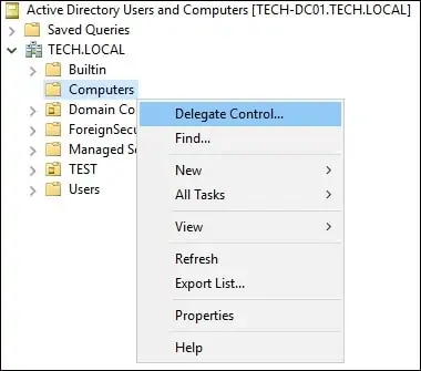Windows - Delegate control to computers