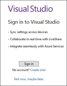 Visual Studio - Create account