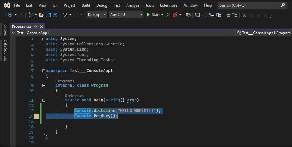 Visual Studio - Hello World Visual Studio - Hello World