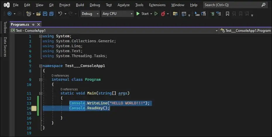 Visual Studio - Hello World