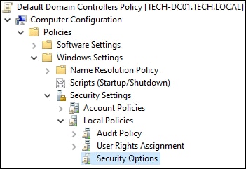GPO - Default domain controllers - Security Options