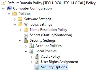 GPO - Default domain - local security options