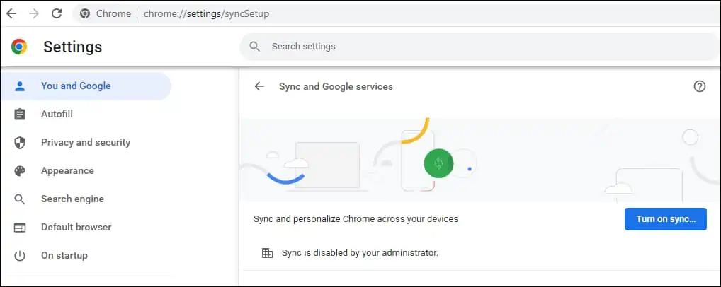 CHROME - Disable Google Synchronization