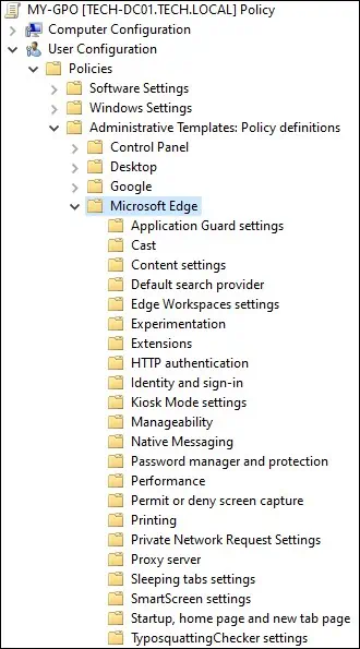 Microsoft Edge - GPO Configuration Options