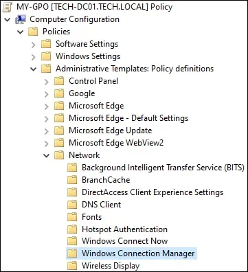 GPO - Windows Connection Manager