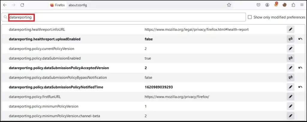 FIREFOX - DISABLE TELEMETRY PRIVACY